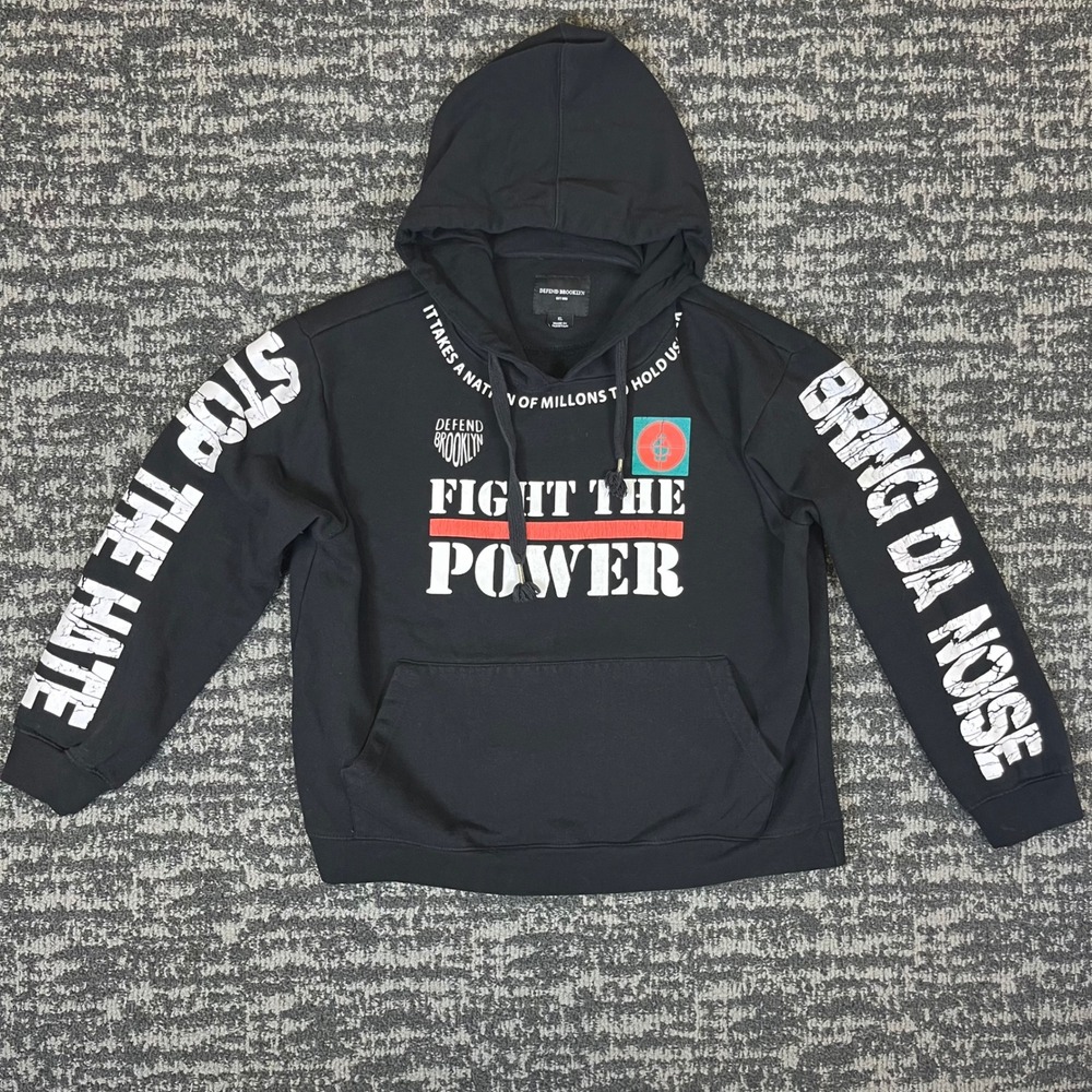 Defend Brooklyn Public Enemy Fight The Power Hoodie Black XL Hip Hop Streetwear